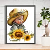 Enfant Cowboy Tournesol Compl&egrave;te Rond Diamant Peinture 30X40CM
