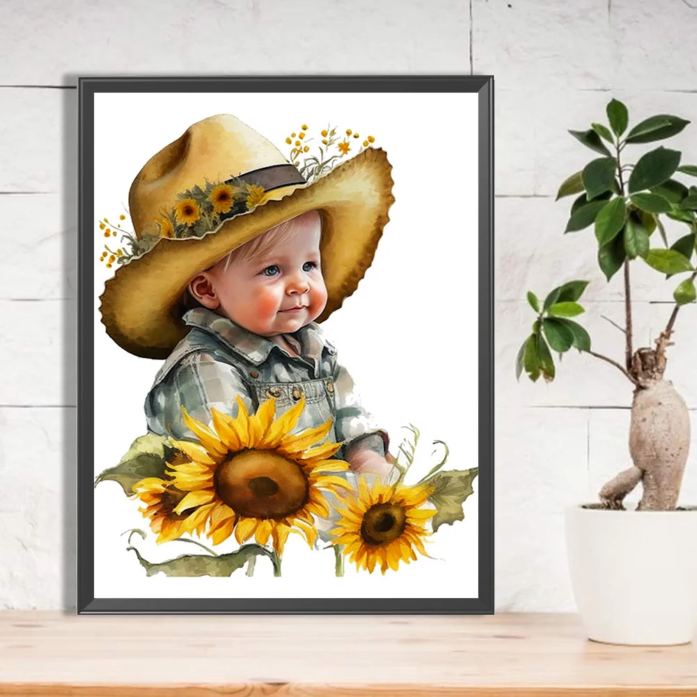 Diamond Painting - Full Round Drill - Sunflower Cowboy(Canvas|30*40cm)