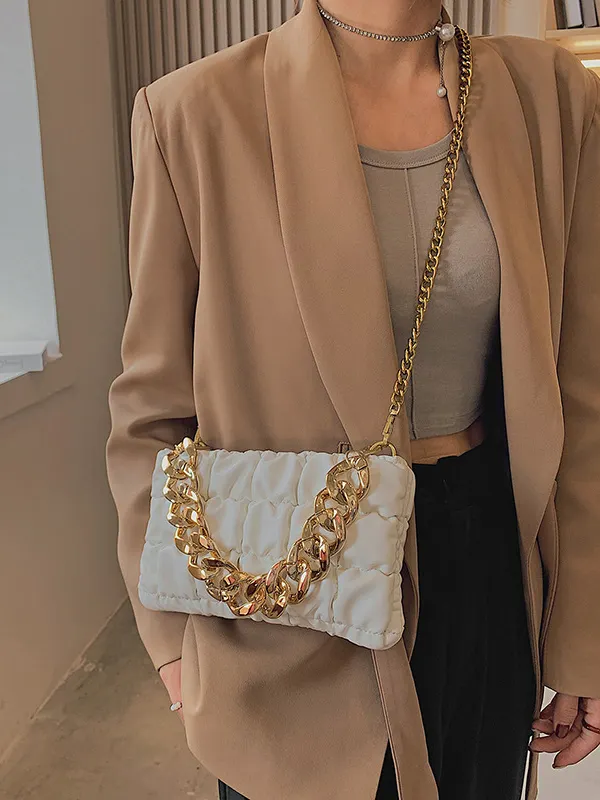 Plaid Embossed Chain Personality Shoulder Bag