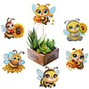 6Pcs Bee DIY Diamond Painting Kits Garden Stakes Diamond Art Kits Garden Decor
