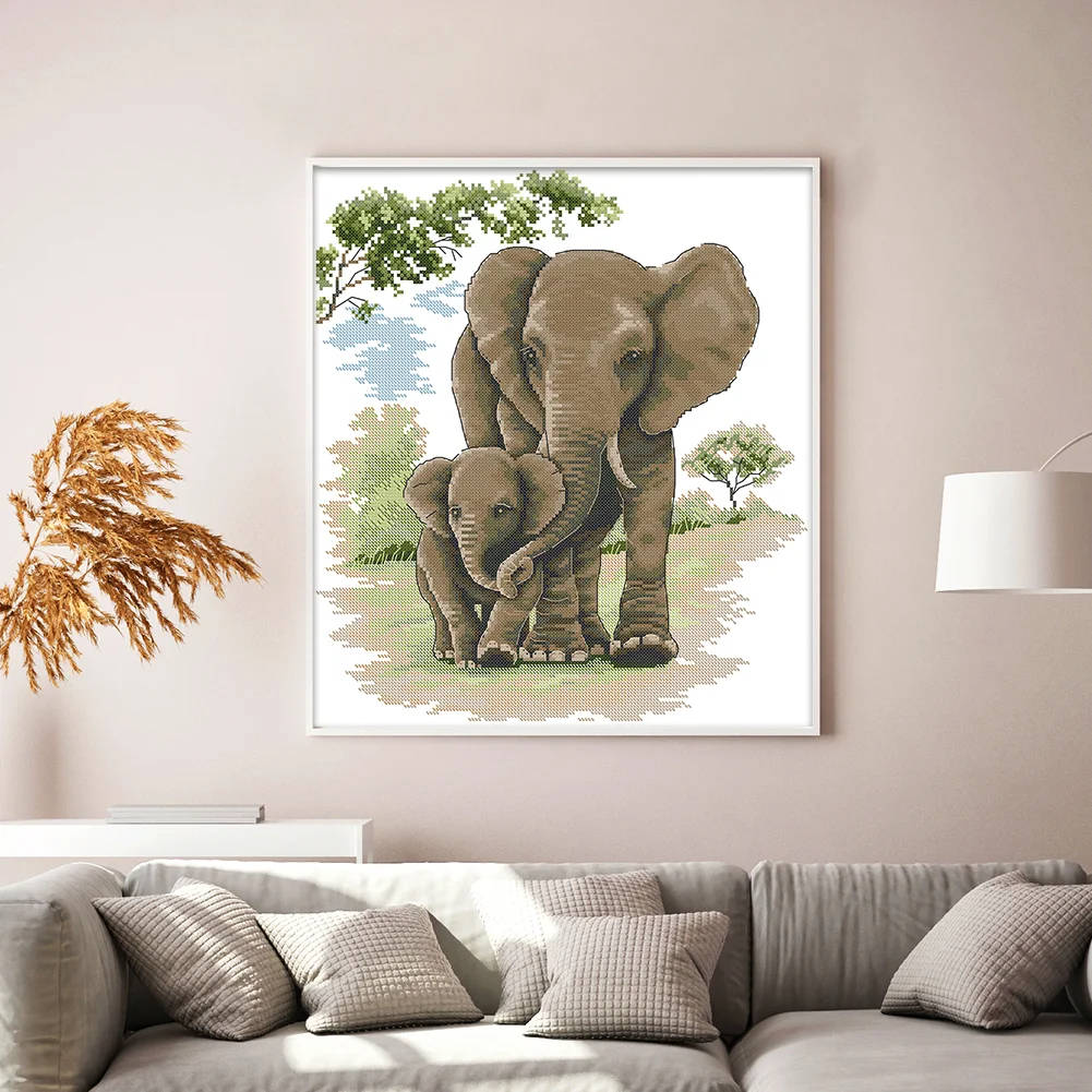 14CT Full Stamped Cross Stitch - Mother Child(Canvas|35*38CM)