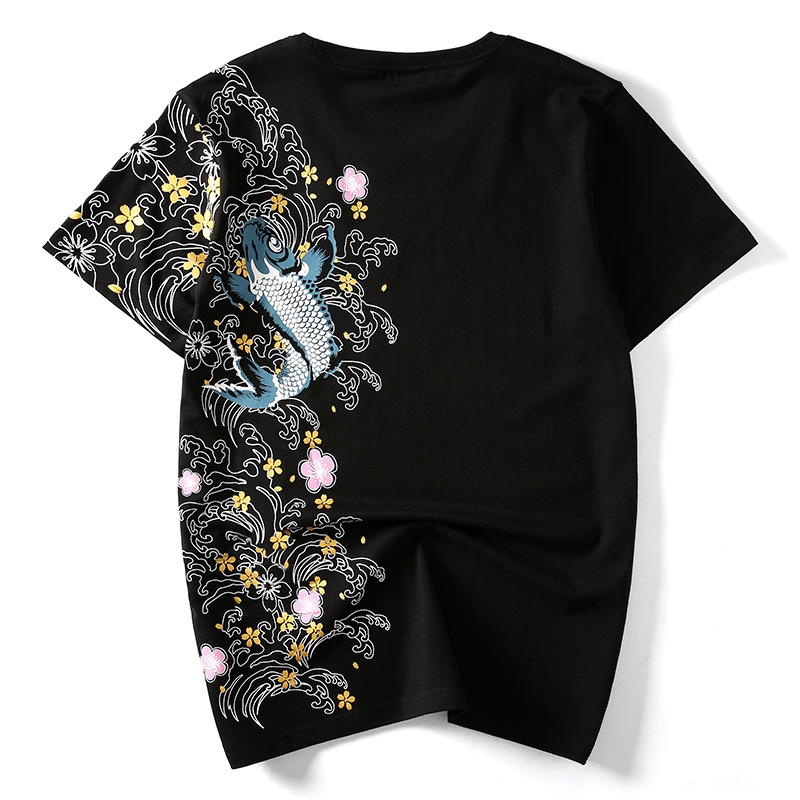 Vintage Floral Koi Carp Sukajan T-shirt
