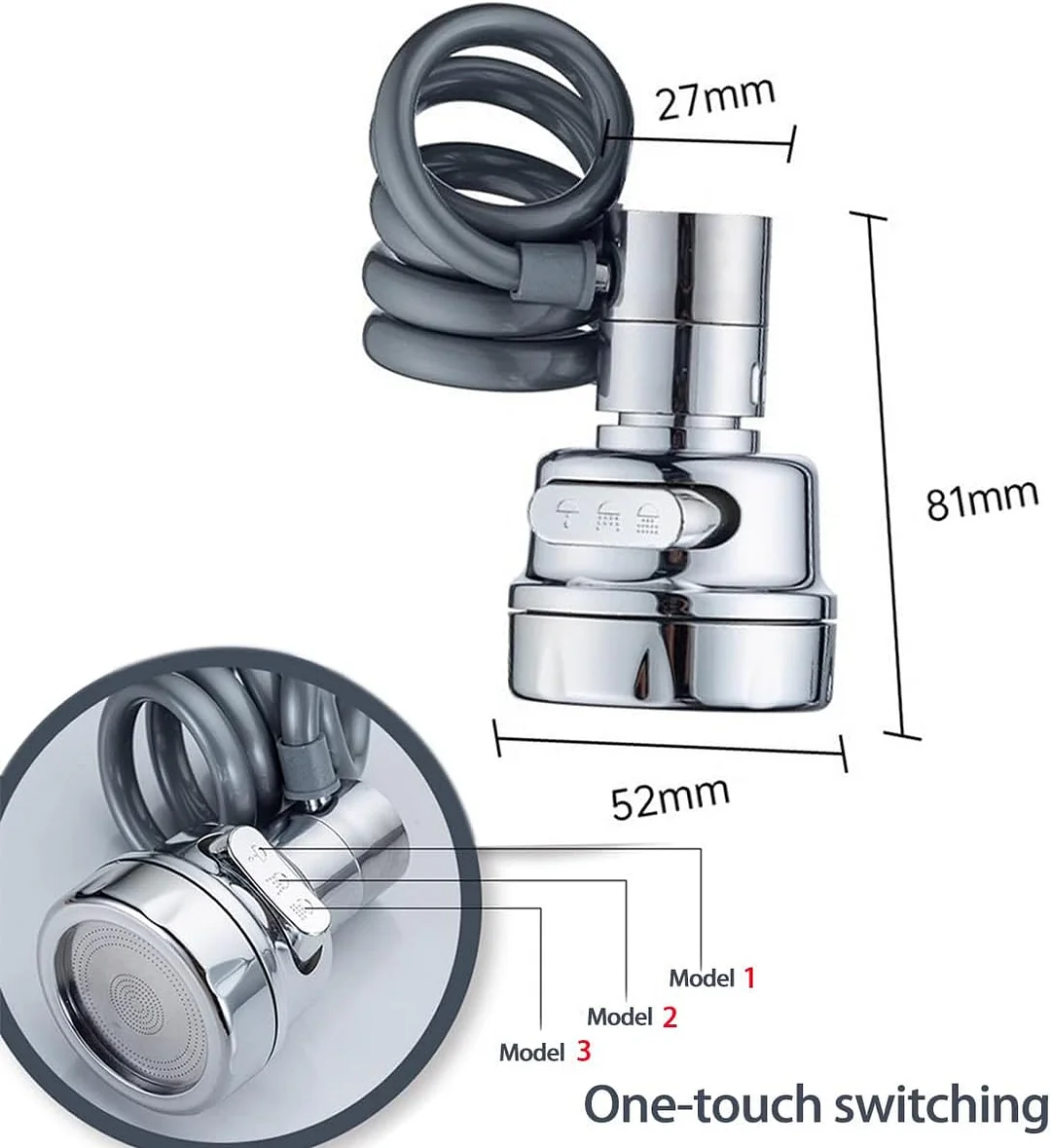 Metal magnetic pull-out three-speed multi-function nozzle