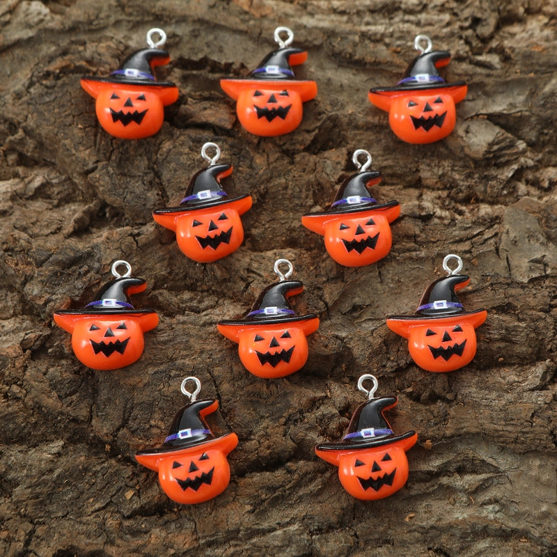 10 Pieces Resin Pumpkin Pendant Jewelry Accessories