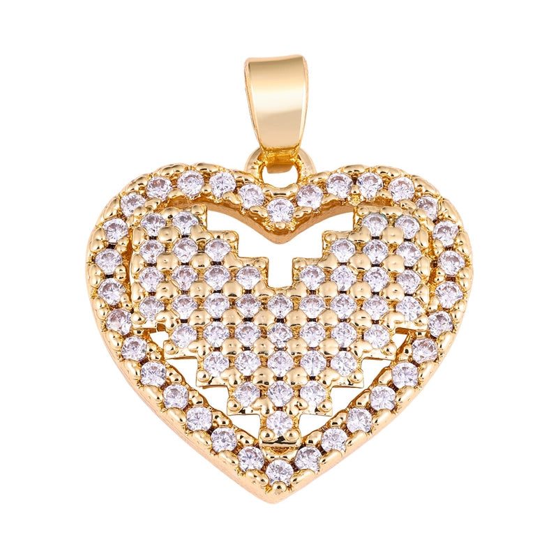 1 Piece Copper Zircon Four Leaf Clover Round Heart Shape Pendant Jewelry Accessories