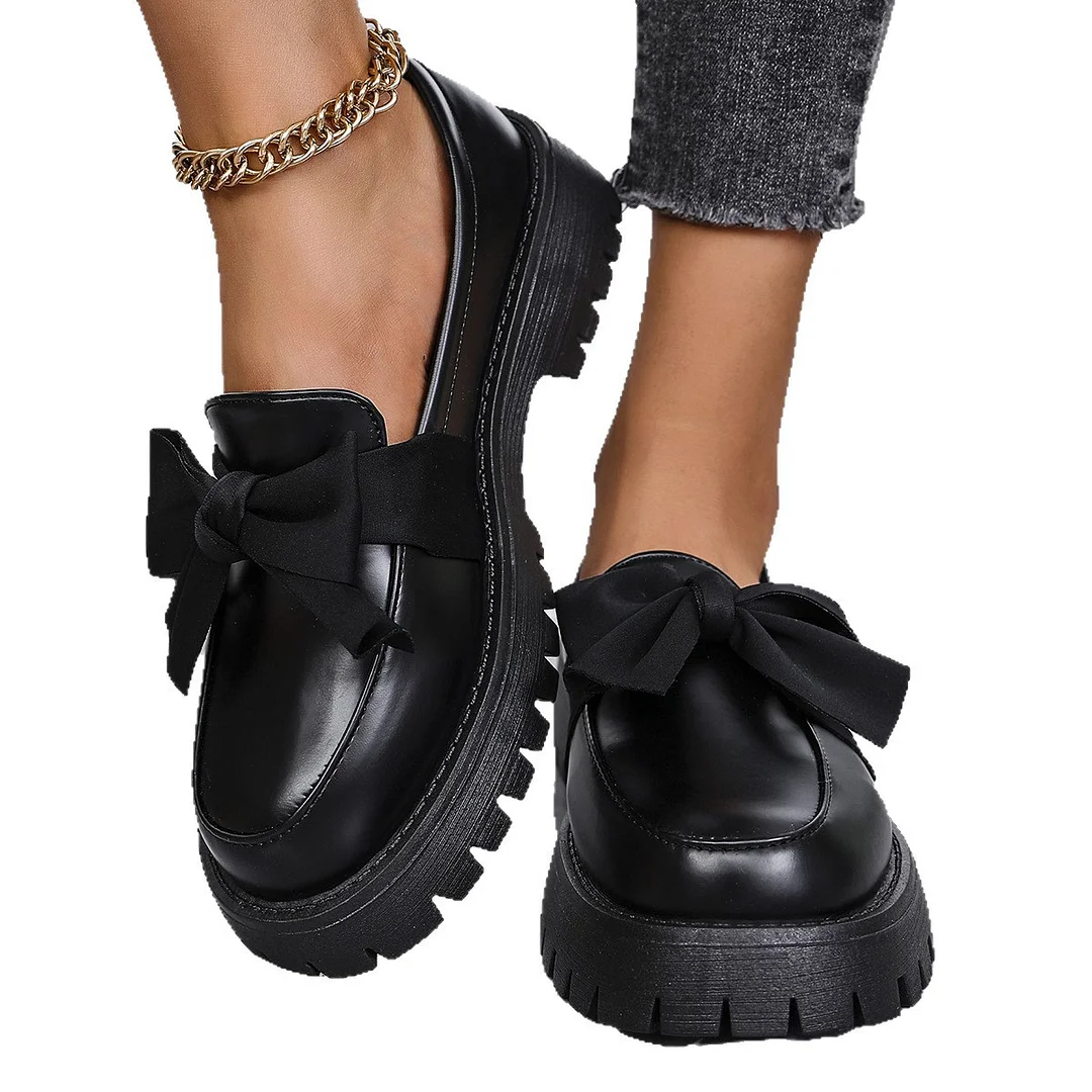 Breakj Breakj Shoes Women 2025 Spring And Autumn New Round Head British Wind Singles Women's Size One-Legged Little Leather Shoes