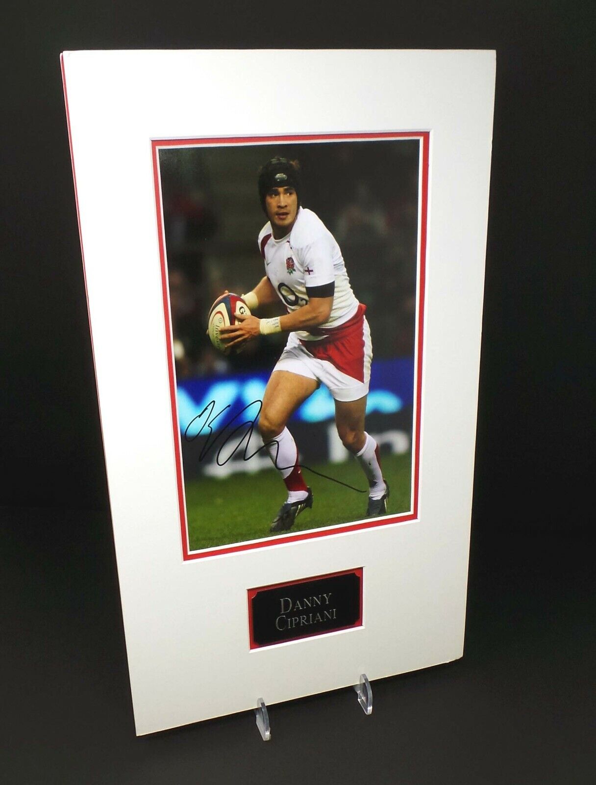 Danny CIPRIANI Signed & Mounted England Rugby 12x8 Photo Poster painting Display AFTAL COA