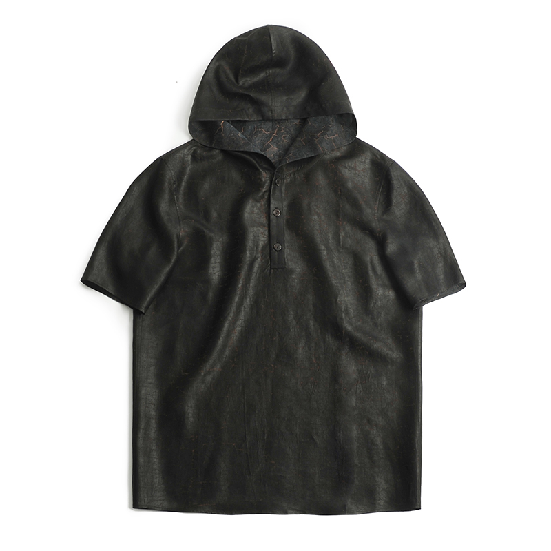 Wrinkle-Free Pure Nature Silk Shirt Hoodie Short Sleeves REAL SILK LIFE