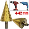 1Pcs 4-42 Mm Titanium Coated Step Drill Bit HSS Wood Metal Hole Cutter