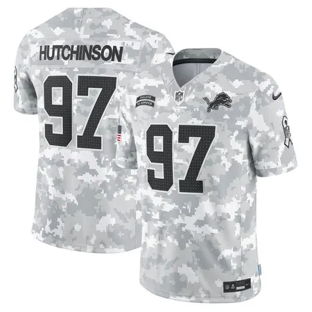 Men's Detroit Lions #97 Aidan Hutchinson  Arctic Camo 2024 Salute to Service Limited Jersey