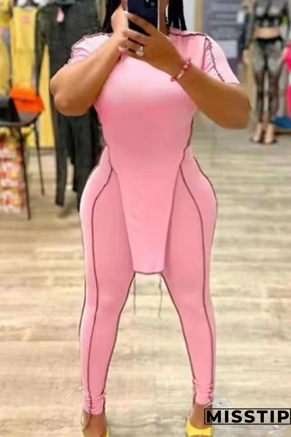 Orange Fashion Casual Solid Patchwork Asymmetrical O Neck Short Sleeve Two Pieces