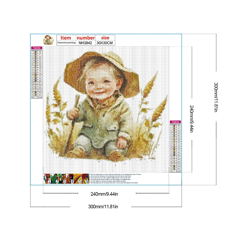 Diamond Painting - Full Round Drill - Farm Cowboy Kids(Canvas|30*30cm)