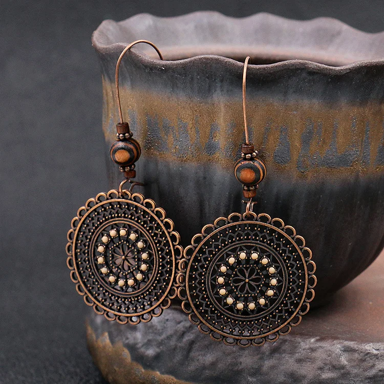 Vintage Round Flower Earrings