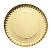 10 Pack | Round Heavy Duty Paper Charger Plates, Scallop Rim 13" Gold, Disposable Serving Trays - 1100 GSM