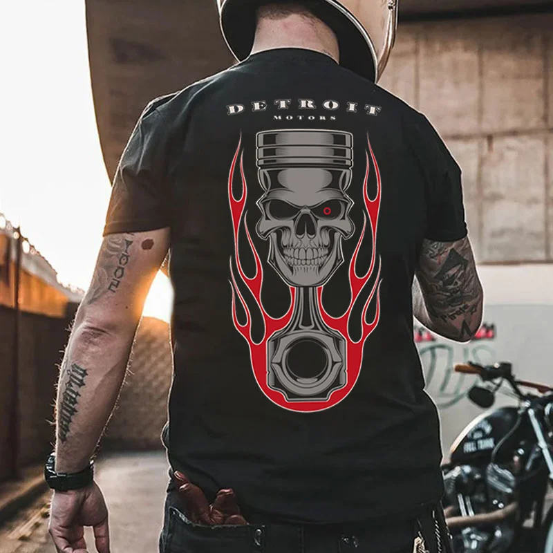 DETROIT Skull Piston Print Men's T-shirt
