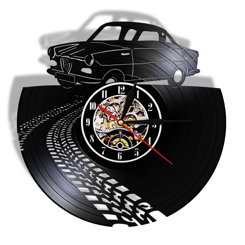 

Retro Car With Braking Mark Black Hangin - Vinyl Record Wall Clock - Without LED, 501 Original