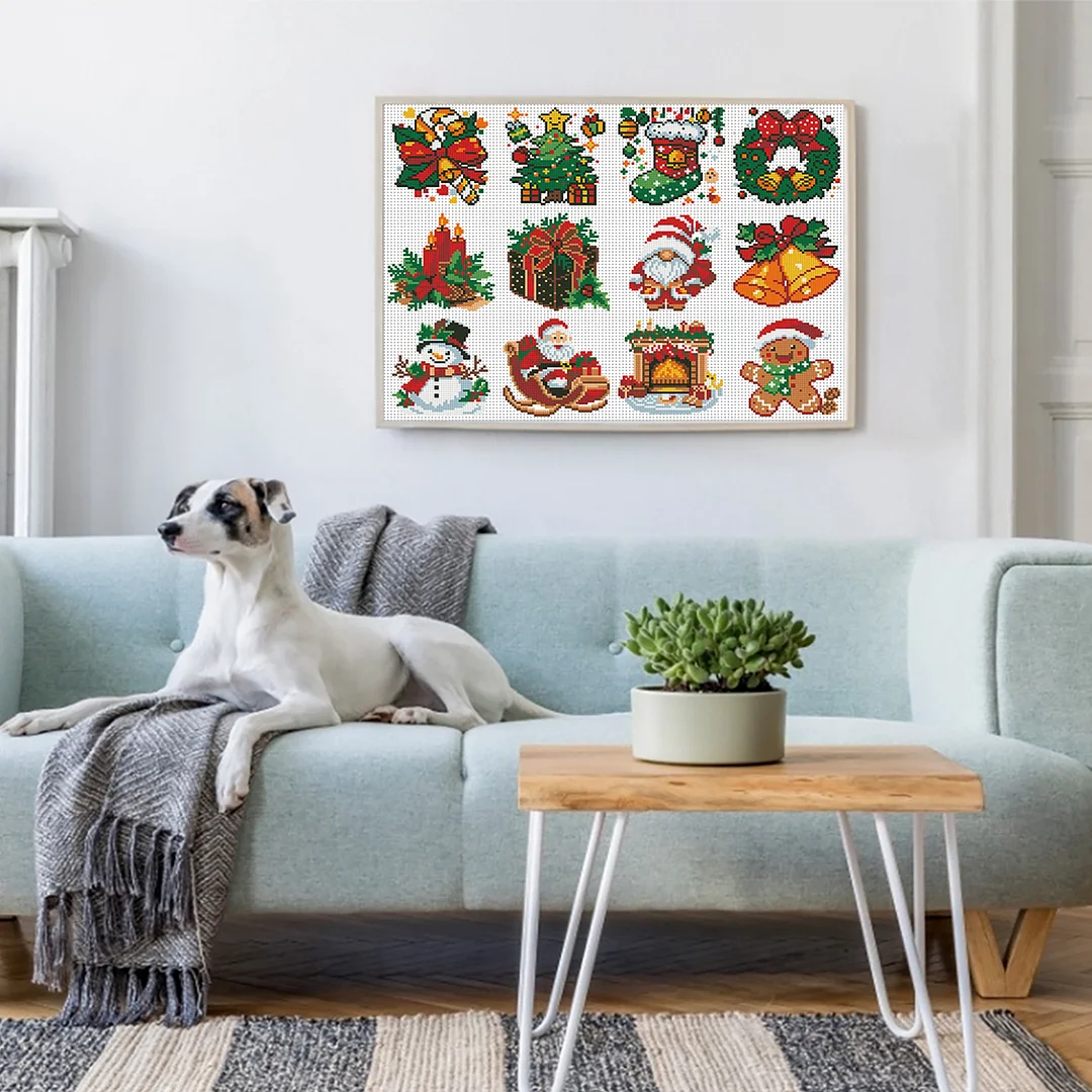 Christmas 12 Elements Partial 11CT DIY Stamped Cross Stitch Kits Gift 36x52cm