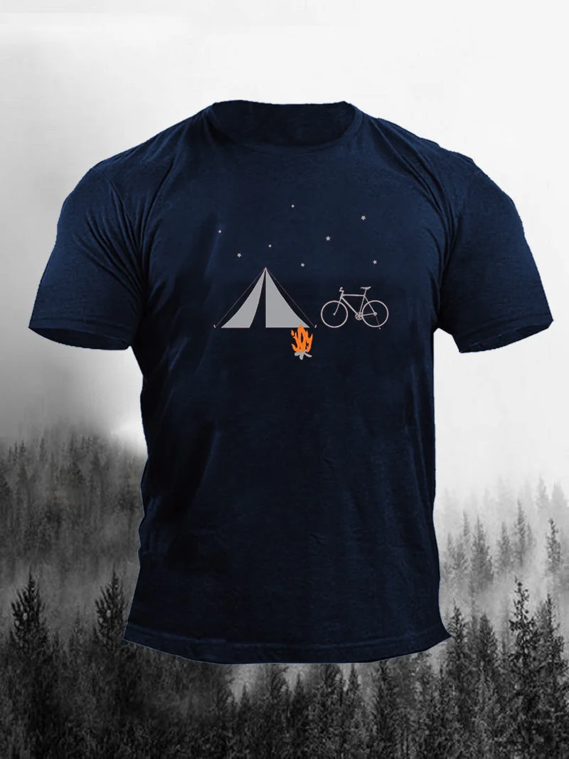 Camping Cycling Print Short Sleeve Men's T-Shirt in  mildstyles