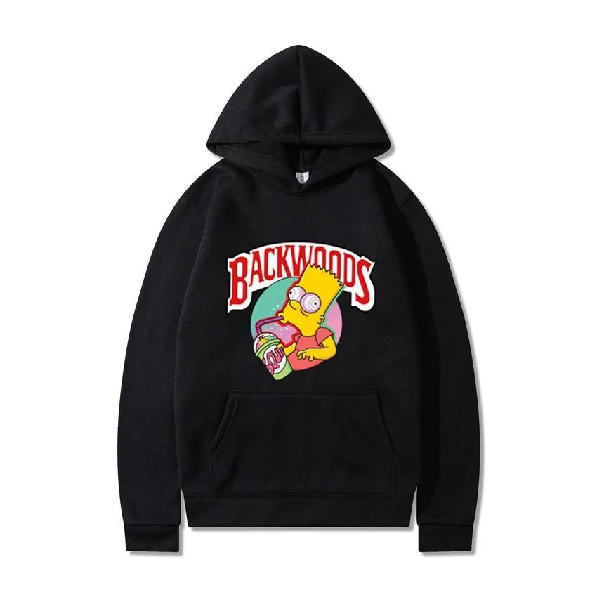 Bart Simpson Hoodie Backwoods Cartoon Print Sweater Pullover