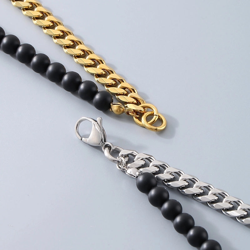 Minimalist Round 304 Stainless Steel Beaded Chain Cuban Link Chain Curb Chain Bracelets In Bulk