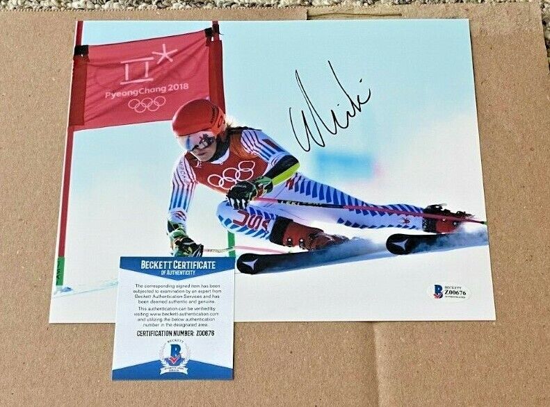 MIKAELA SHIFFRIN SIGNED OLYMPIC SKING 8X10 Photo Poster painting BECKETT BAS SKING #3