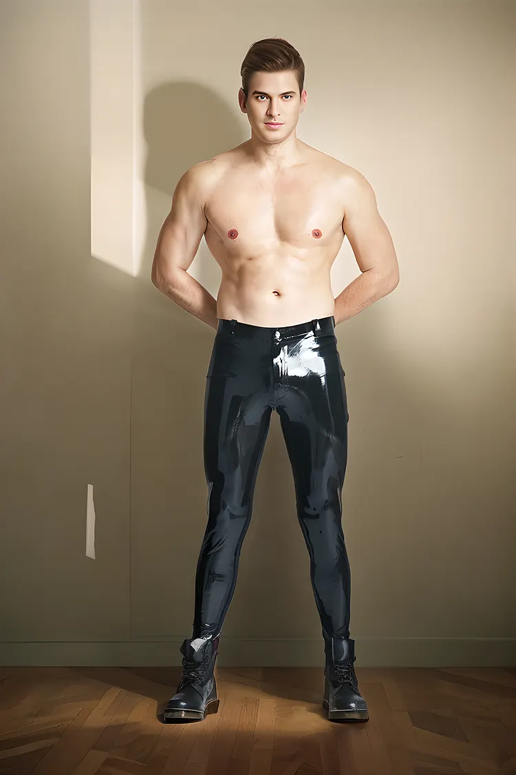 Men's Latex Leggings Male Tapered Slim-Cut Jeans Classic Black Minimalist Black Leggings
