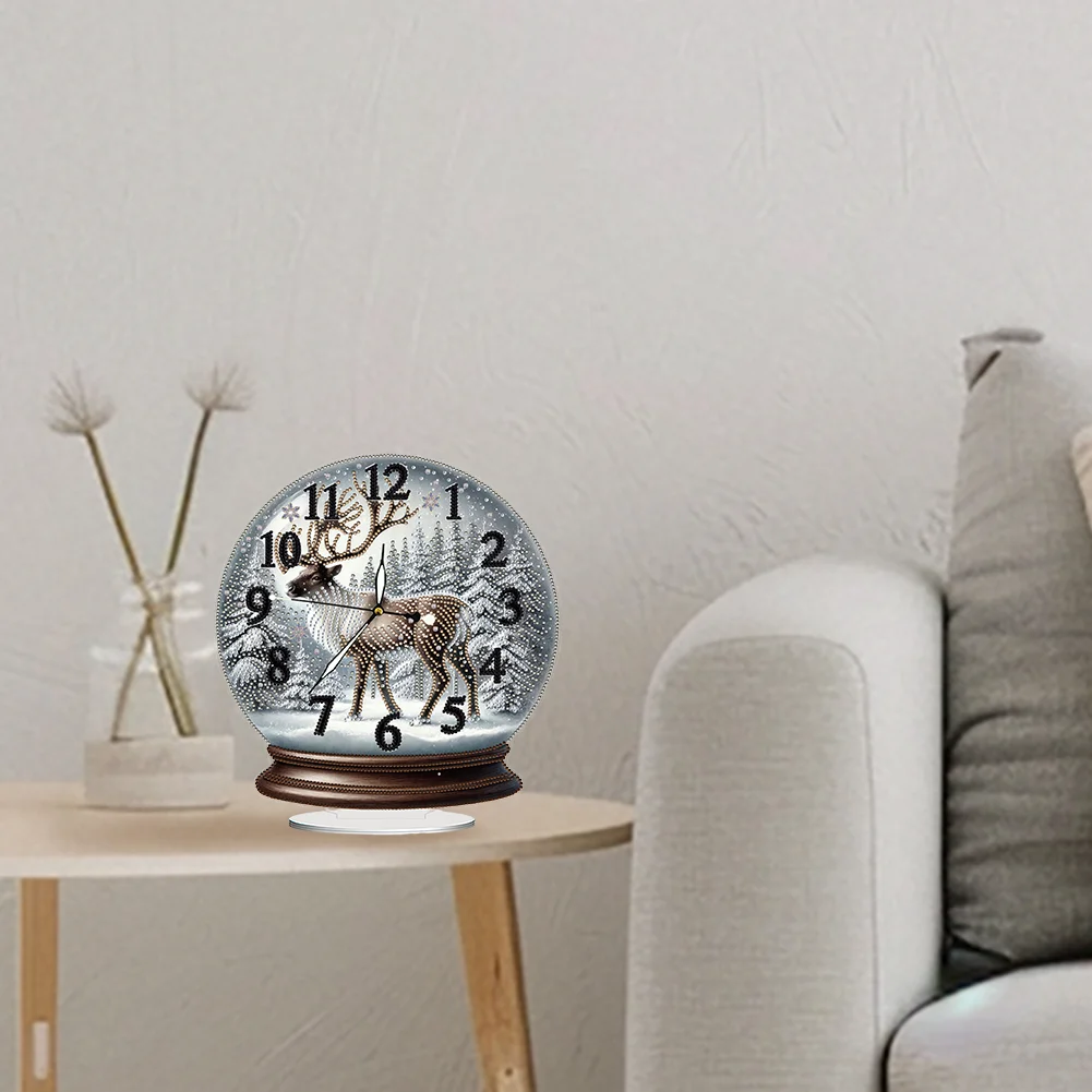 Christmas Crystal Ball Design 2D Flat Acrylic DIY Diamond Painting Clock Kit