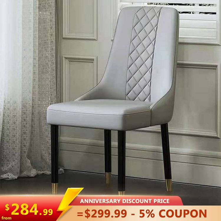 Homemys Model Dining Chair Faux Leather High Back With Solid Wood Legs