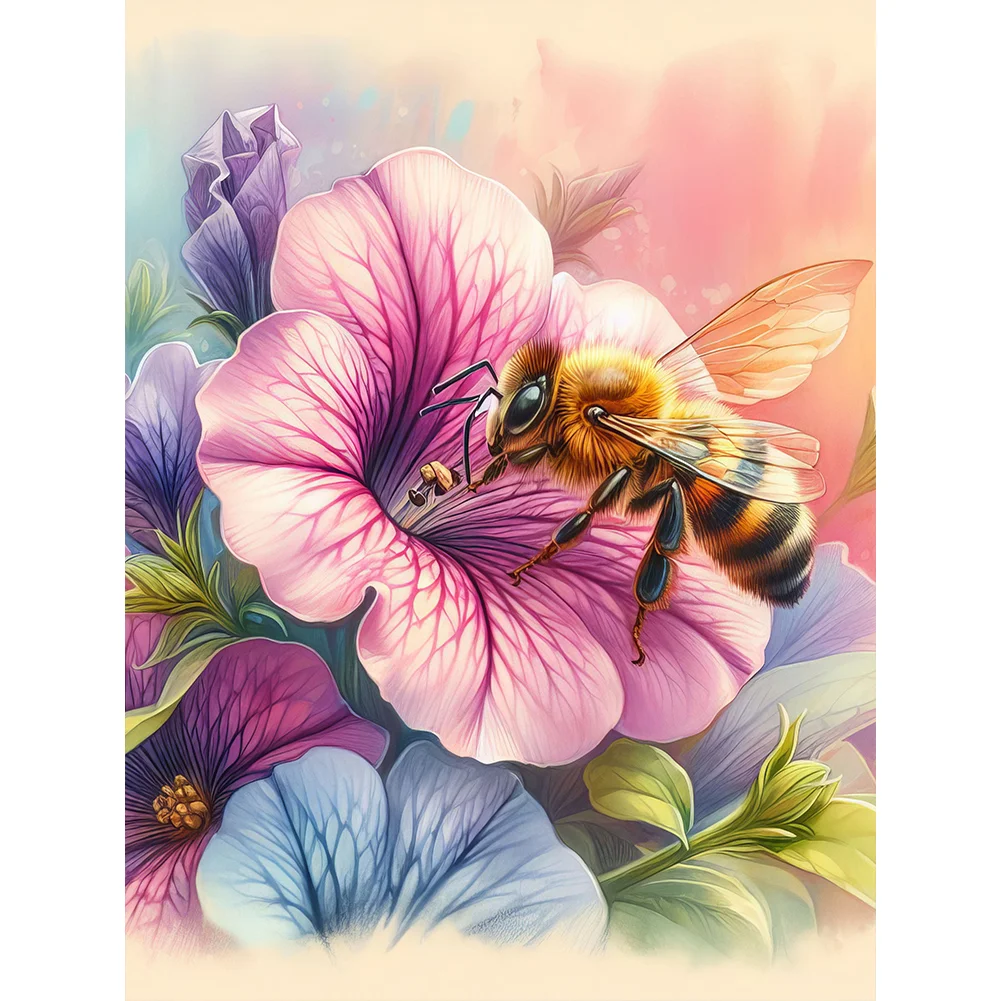 Full Round Diamond Painting - Flower Bee(Canvas|30*40cm)