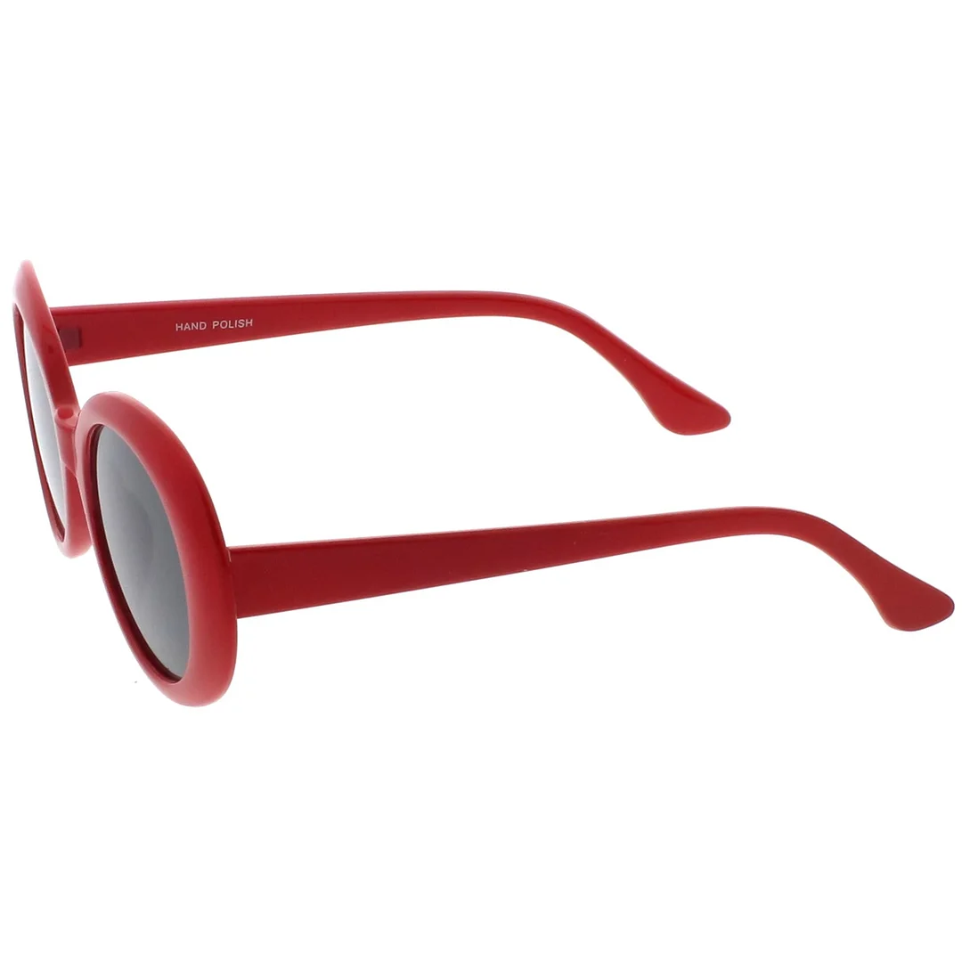 Retro Oval glasses Tapered Arms Neutral Colored Round Lens 53mm