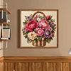 Vintage Peony Full Stamped 11CT 3 Strands Cross Stitch Kit 45x45cm