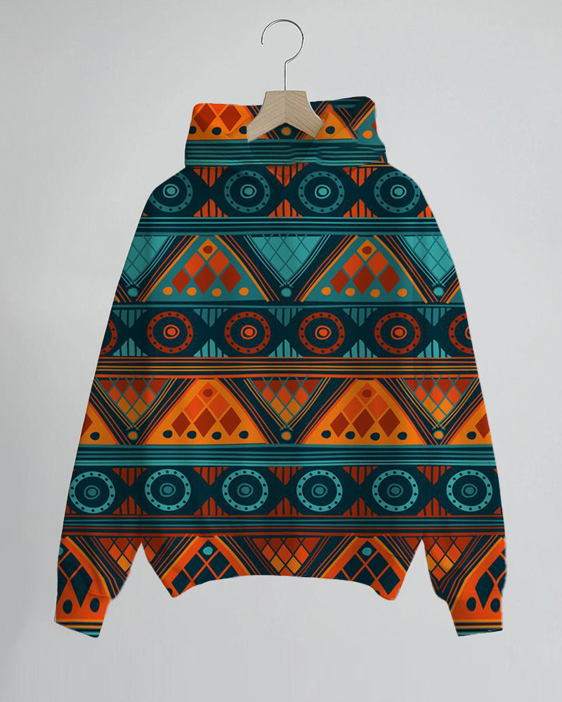 National Printing Vintage Long-Sleeved Casual Hoodie