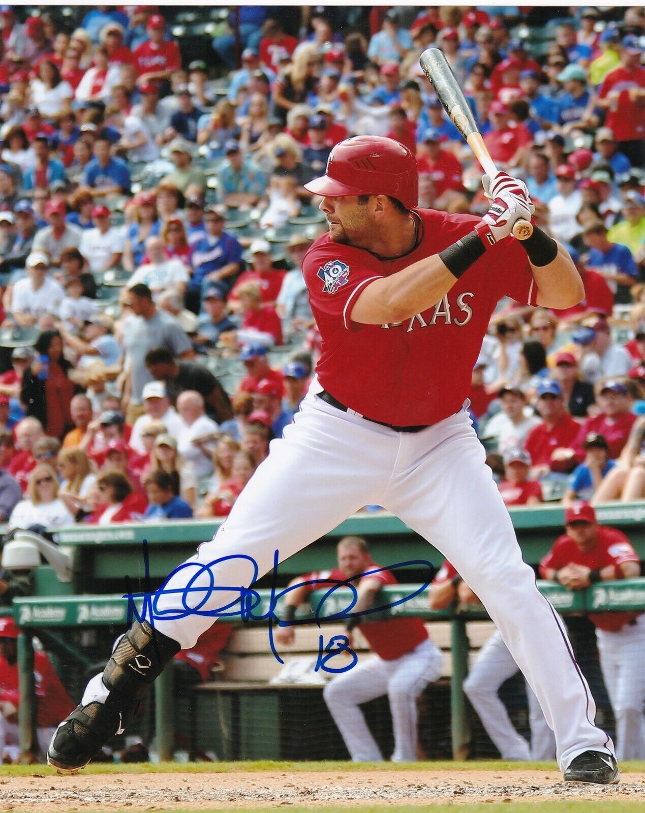 MITCH MORELAND TEXAS RANGERS ACTION SIGNED 8x10