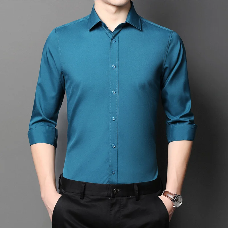 Men's Wardrobe Essentials Stretch Non-iron Anti-Wrinkle Cotton Long Sleeve Shirt