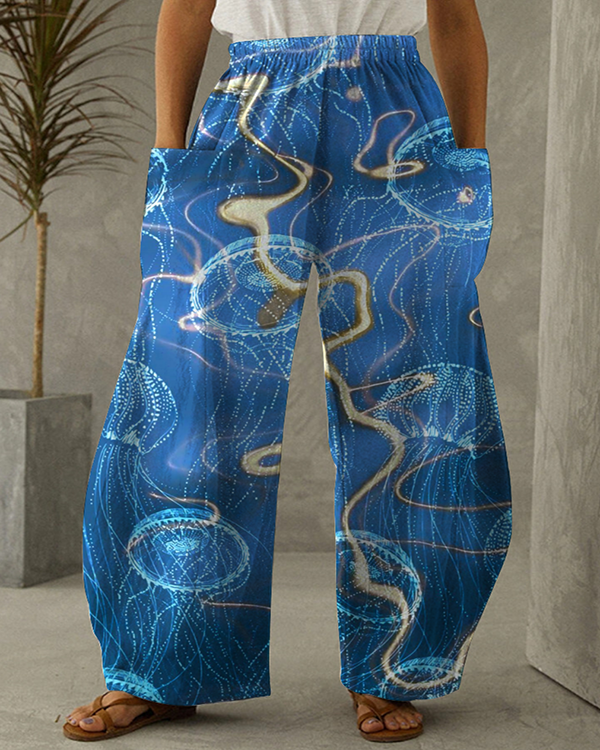 Ocean Print Retro Casual Loose Pants S-5XL - Chicaggo