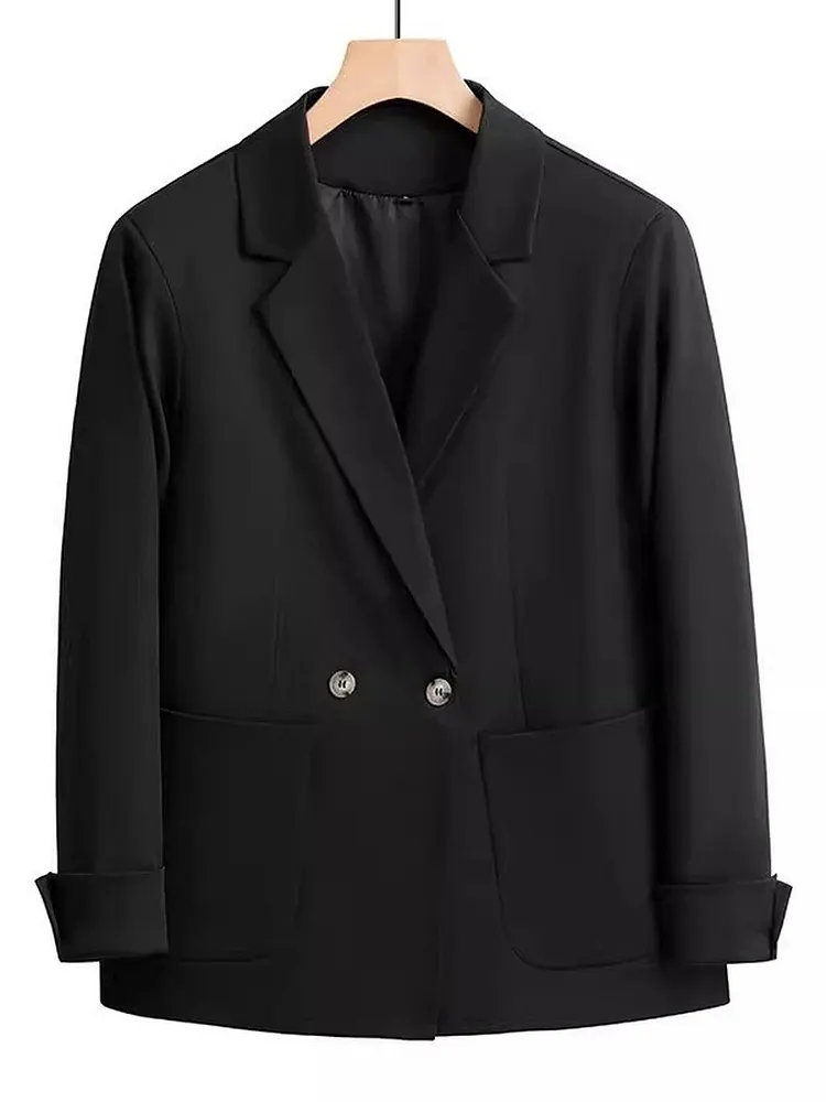 Classic Women's Blazer Suit Set with Pockets for Spring Summer Office Wear