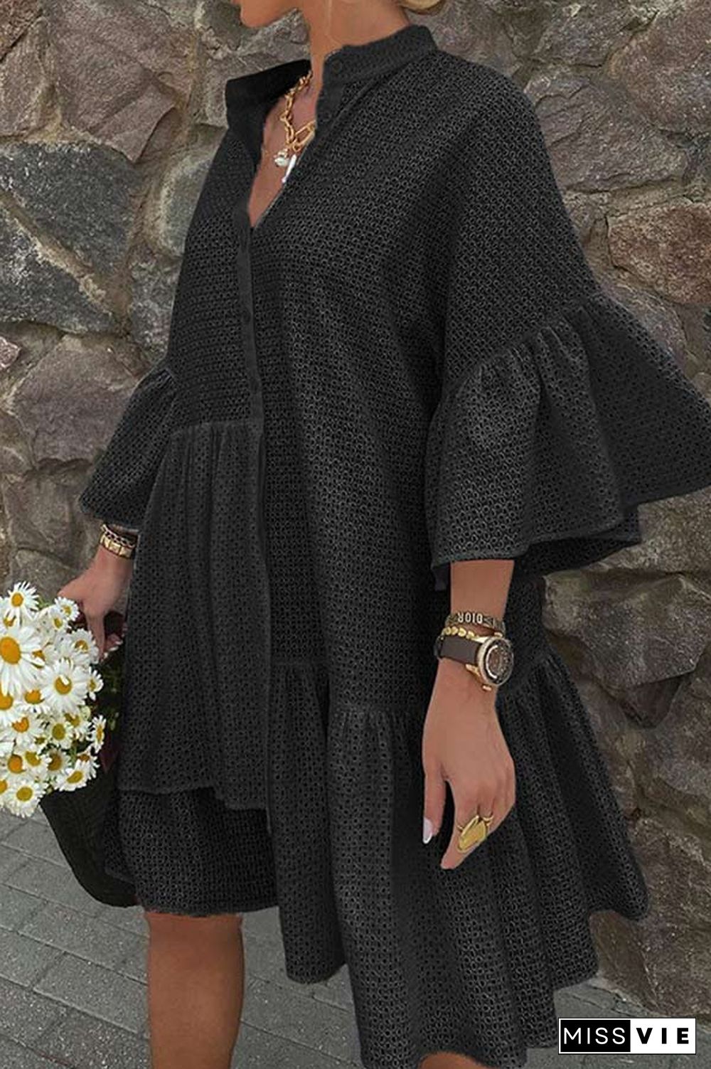 Lovely Solid Color Irregular Dress