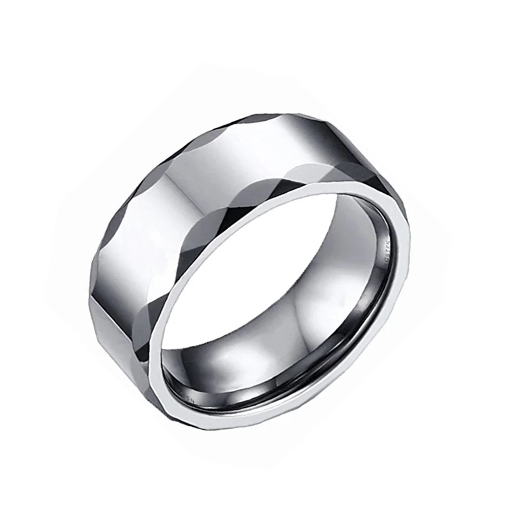 6MM 8MM Fashion Tungsten Mens Jewelry Wedding Bands Multi Faceted Edge