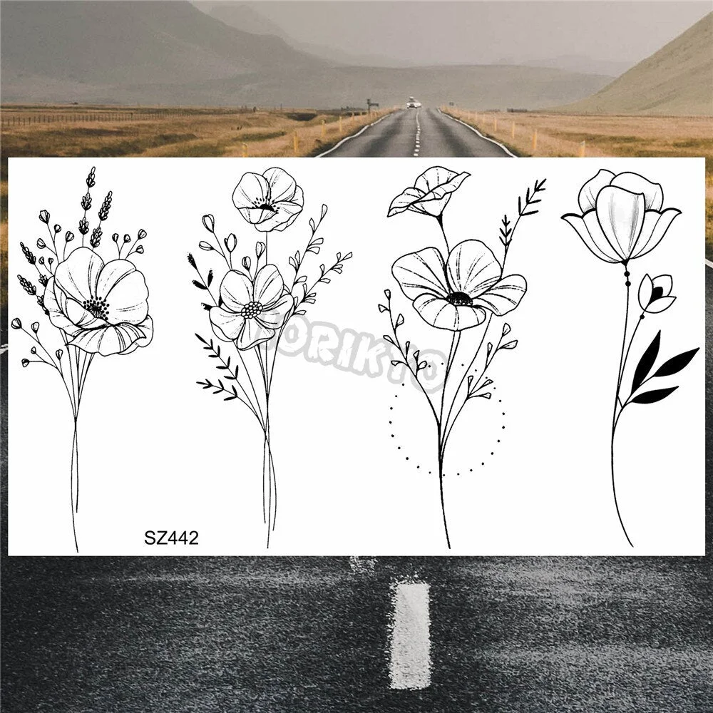 Minimalist Polar Bear Small Temporary Tattoos For Women Men Realistic Dandelion Hummingbird Fake Tattoo Sticker Forearm Tatoos