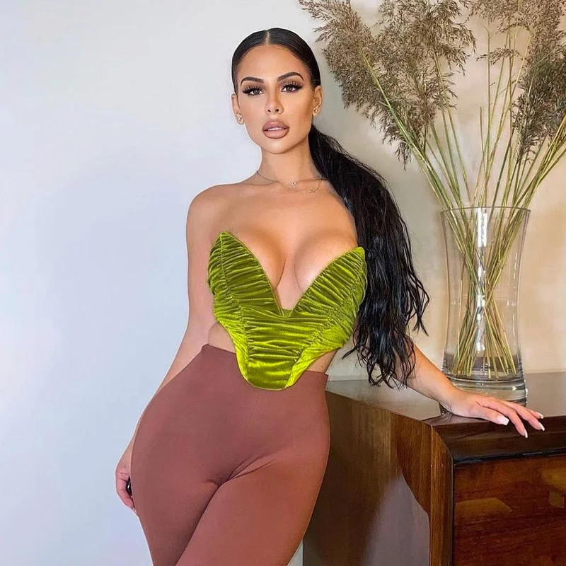 Hugcitar Sleeveless Slash Neck Backless Draped Crop Top Solid 2021 Fall Fashion Women Cute Elegant Streetwear Shirt Y2K