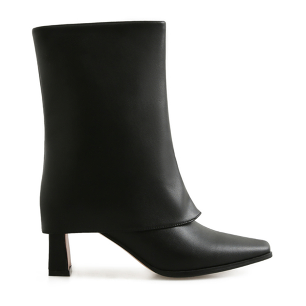 70mm Short Tube Block Heel Boots Black-vocosishoes