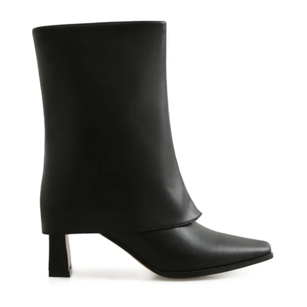 70mm Short Tube Block Heel Boots Black-vocosishoes