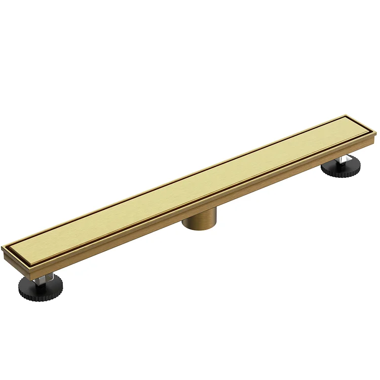 SFS-3069-GD The EVERSTEIN brushed gold 24-inch extended rectangular stainless steel floor drain