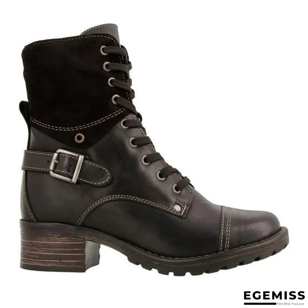 Classic Motorcycle Lace Up Ankle Boots | EGEMISS