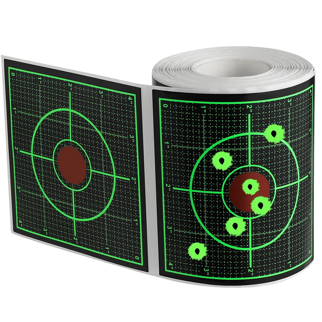GearOZ Green Splatter Target Stickers, 4" Reactive Paper Targets with Precision Scales, 200pcs Adhesive Shooting Target, Dark Grid Bottom Line Calibration for BB Gun/Pellet Gun/Airsoft/Practice