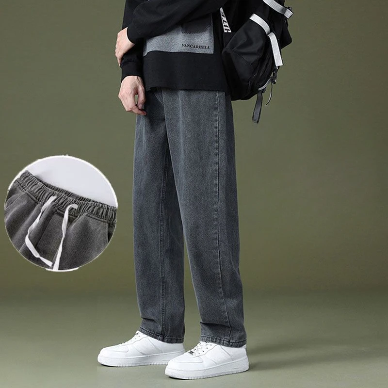 Tomroads Male Cowboy Pants with Pockets Trousers Cropped Straight Jeans for Men Stylish High Quality Baggy New in Aesthetic Cheap Loose