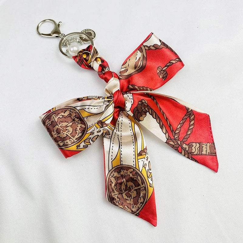 Sweet Minimalist Bow Knot Cloth Metal Unisex Bag Pendant Keychain