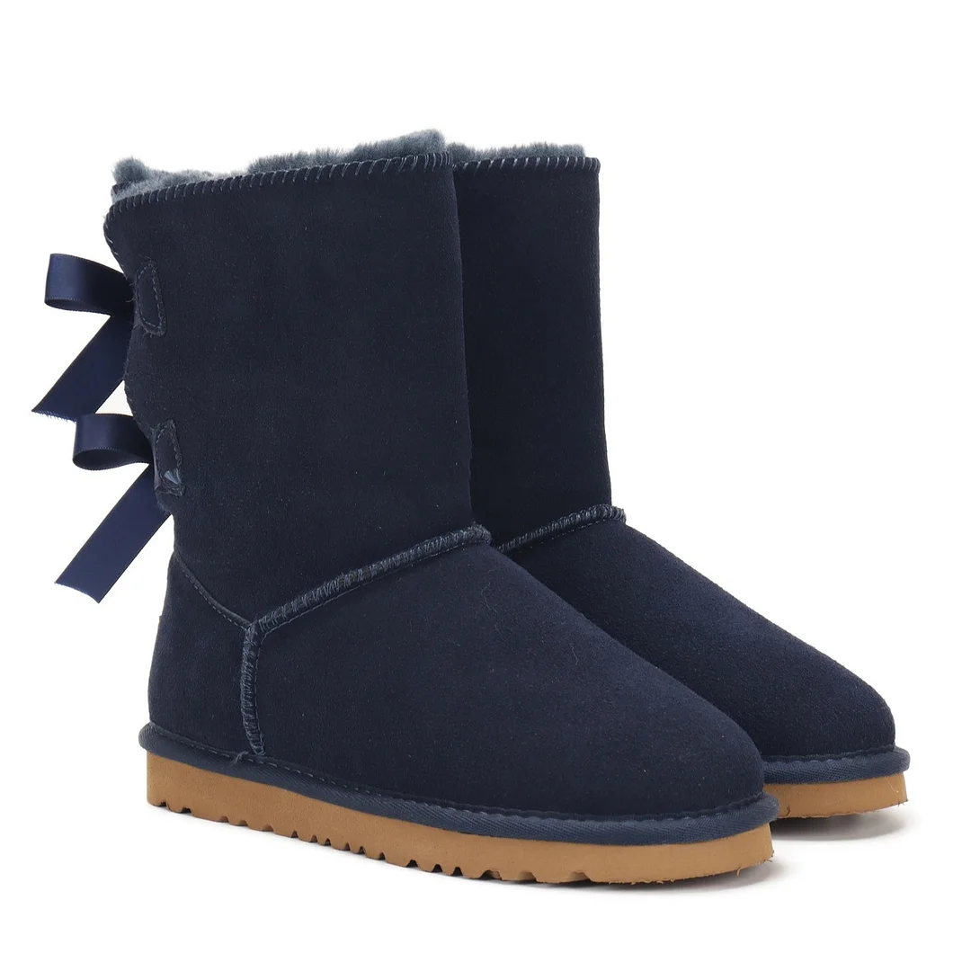 Women's Snow Boots for Winter Mid-Calf High Back Bows-MERUMOTE