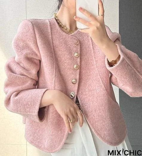 Plain Long Sleeve Elegant Regular Fit Jacket