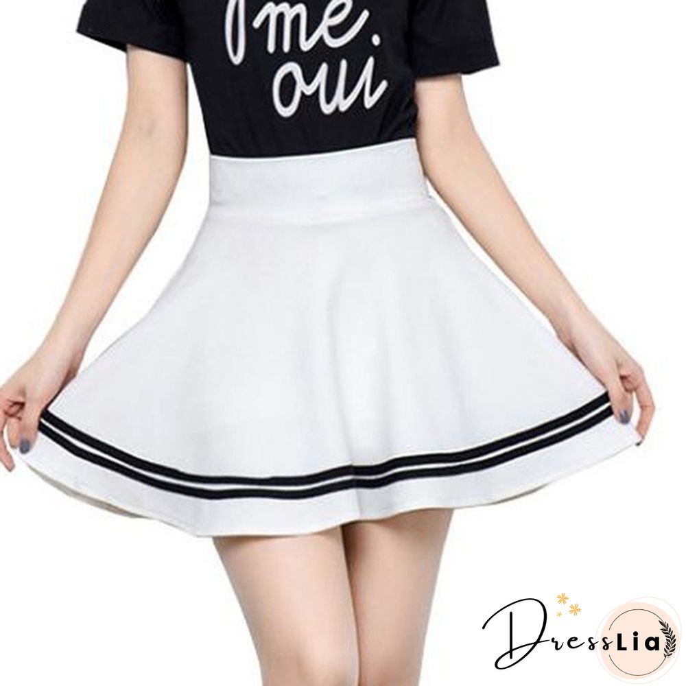 Summer Women Fashion Korean Version Style Pleated Skirt Solid Color High Waist Casual Mini School Skirt